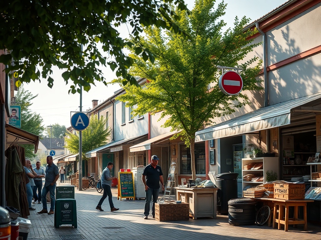 Grafika symbolizująca rozwój i inwestycje w Sochaczewie dzięki Funduszom Europejskim
