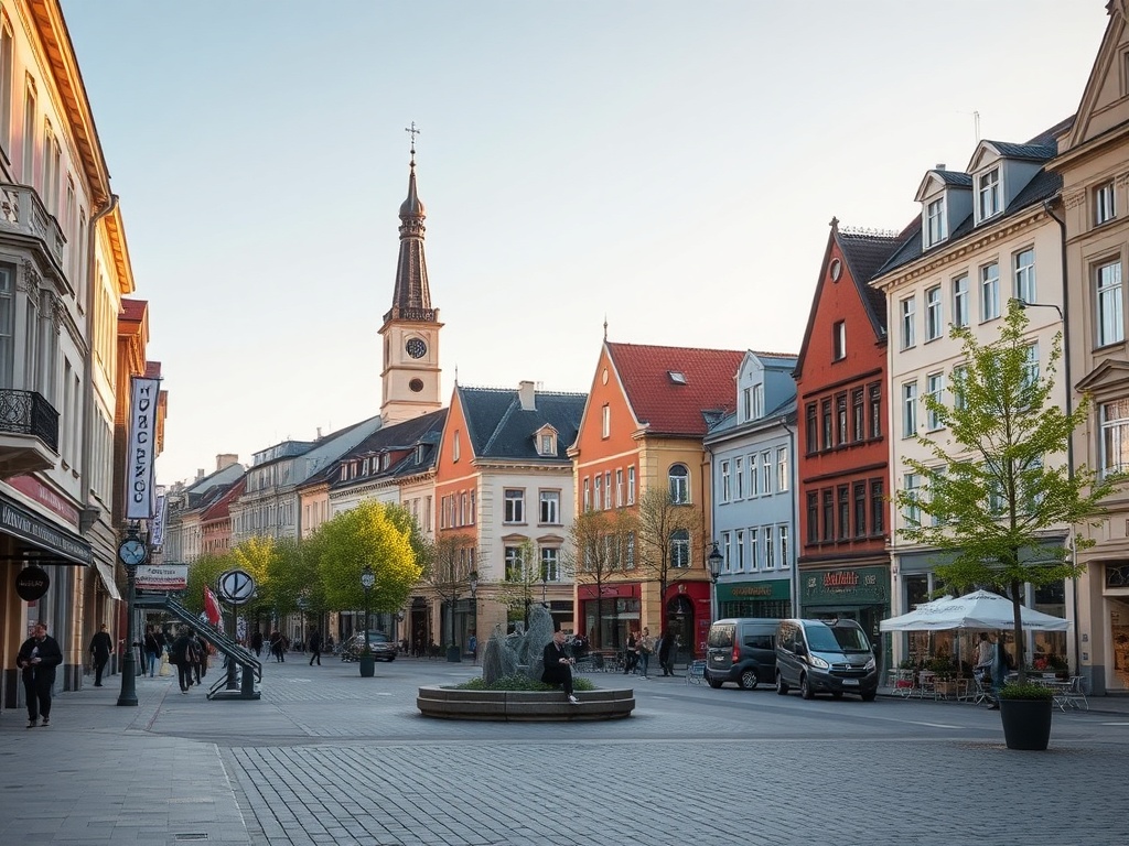 Mapa Sochaczewa z zaznaczonymi punktami usługowymi, ilustrująca infrastrukturę miasta